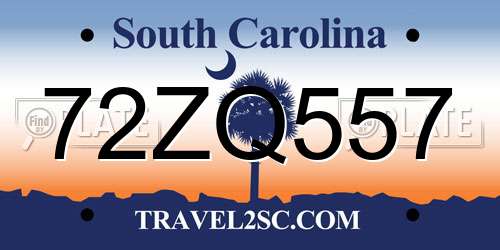 72ZQ557 South Carolina License Plate