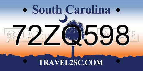 72ZQ598 South Carolina License Plate