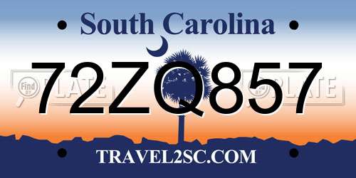 72ZQ857 South Carolina License Plate