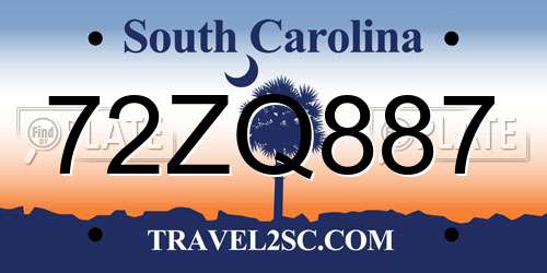 72ZQ887 South Carolina License Plate