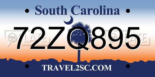 72ZQ895 South Carolina License Plate