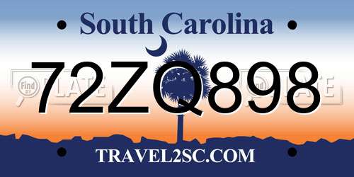 72ZQ898 South Carolina License Plate