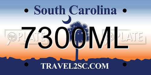 7300ML South Carolina License Plate