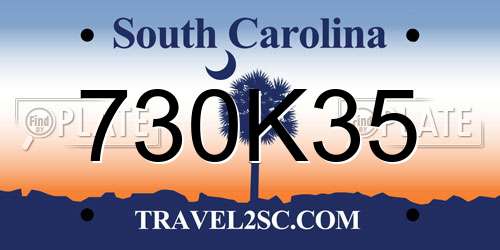 730K35 South Carolina License Plate