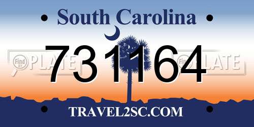 731164 South Carolina License Plate