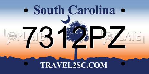 7312PZ South Carolina License Plate