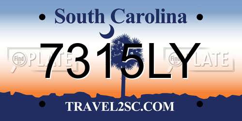 7315LY South Carolina License Plate
