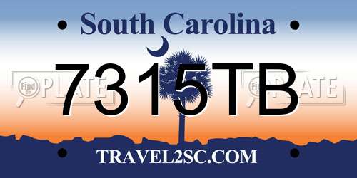7315TB South Carolina License Plate