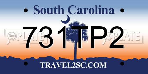 731TP2 South Carolina License Plate