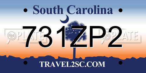 731ZP2 South Carolina License Plate