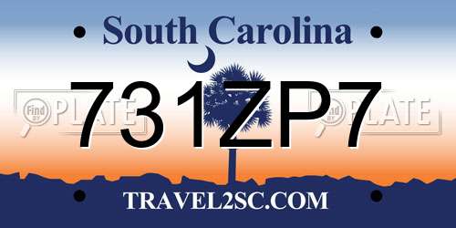 731ZP7 South Carolina License Plate