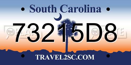 73215D8 South Carolina License Plate