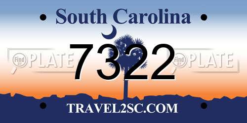 7322 South Carolina License Plate