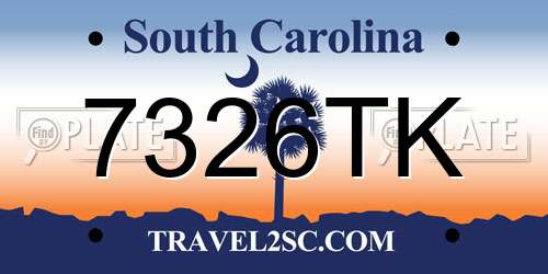 7326TK South Carolina License Plate