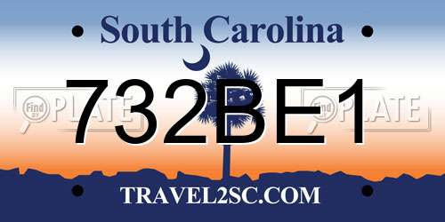 732BE1 South Carolina License Plate
