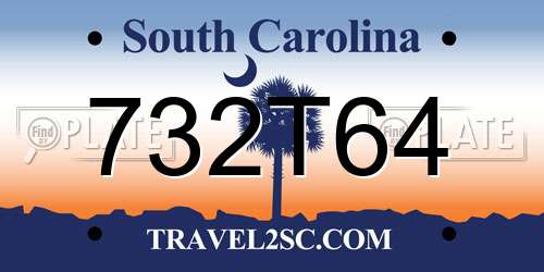 732T64 South Carolina License Plate