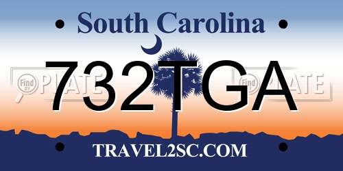 732TGA South Carolina License Plate