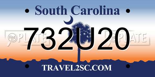 732U20 South Carolina License Plate