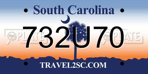 732U70 South Carolina License Plate