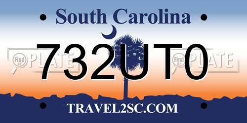 732UT0 South Carolina License Plate