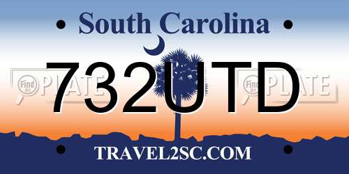 732UTD South Carolina License Plate