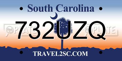 732UZQ South Carolina License Plate
