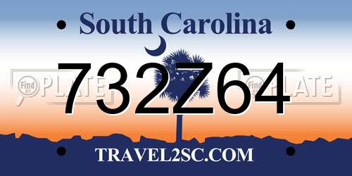 732Z64 South Carolina License Plate