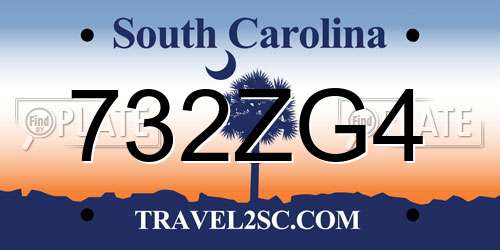 732ZG4 South Carolina License Plate