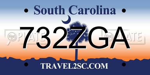 732ZGA South Carolina License Plate
