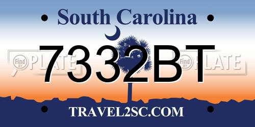 7332BT South Carolina License Plate