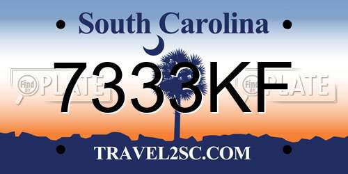 7333KF South Carolina License Plate