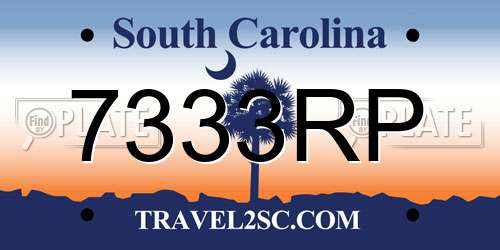 7333RP South Carolina License Plate