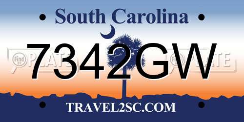 7342GW South Carolina License Plate