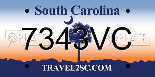 7343VC South Carolina License Plate