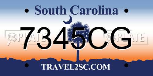 7345CG South Carolina License Plate