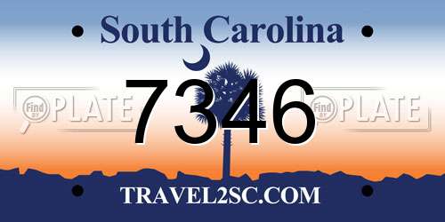 7346 South Carolina License Plate
