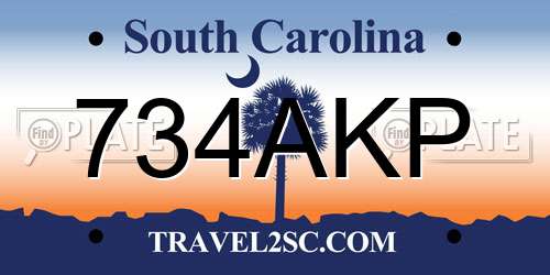 734AKP South Carolina License Plate
