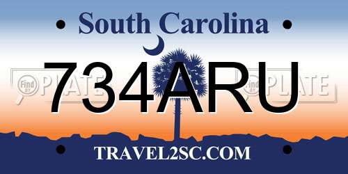 734ARU South Carolina License Plate