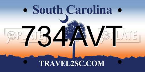 734AVT South Carolina License Plate