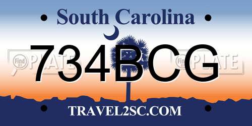 734BCG South Carolina License Plate