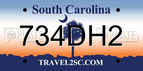 734DH2 South Carolina License Plate
