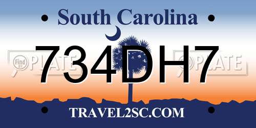 734DH7 South Carolina License Plate
