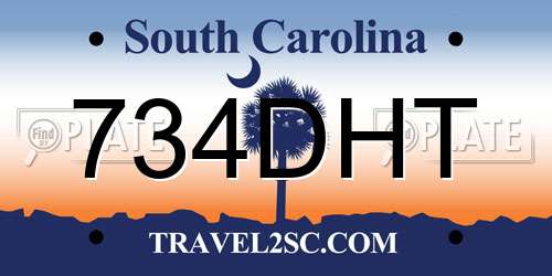 734DHT South Carolina License Plate