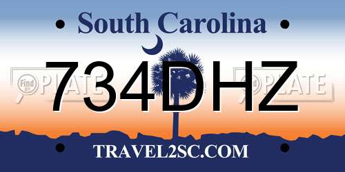 734DHZ South Carolina License Plate