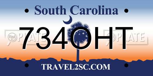 734OHT South Carolina License Plate