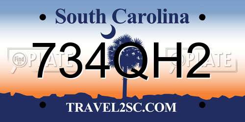 734QH2 South Carolina License Plate