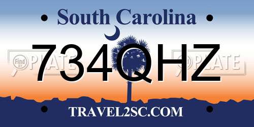 734QHZ South Carolina License Plate