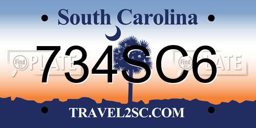 734SC6 South Carolina License Plate