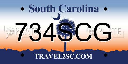 734SCG South Carolina License Plate