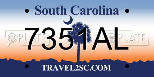 7351AL South Carolina License Plate